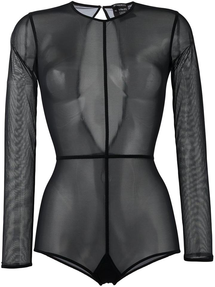 Ann Demeulemeester Sheer Body, Women's, Size: 42, Black, Nylon/spandex/elastane/cotton