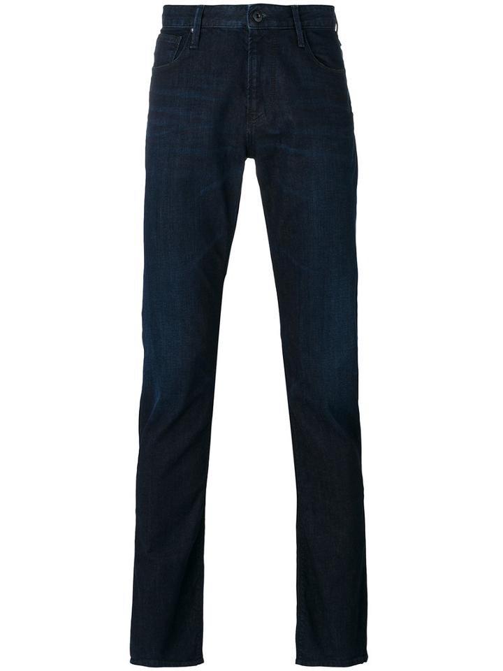 Armani Jeans - Folded Hem Slim-fit Jeans - Men - Cotton/spandex/elastane - 34, Blue, Cotton/spandex/elastane