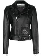 Off-white Logo Print Biker Jacket - Black