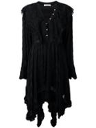 Philosophy Di Lorenzo Serafini - Asymmetric Ruffle Trim Dress - Women - Polyamide/viscose - 42, Black, Polyamide/viscose