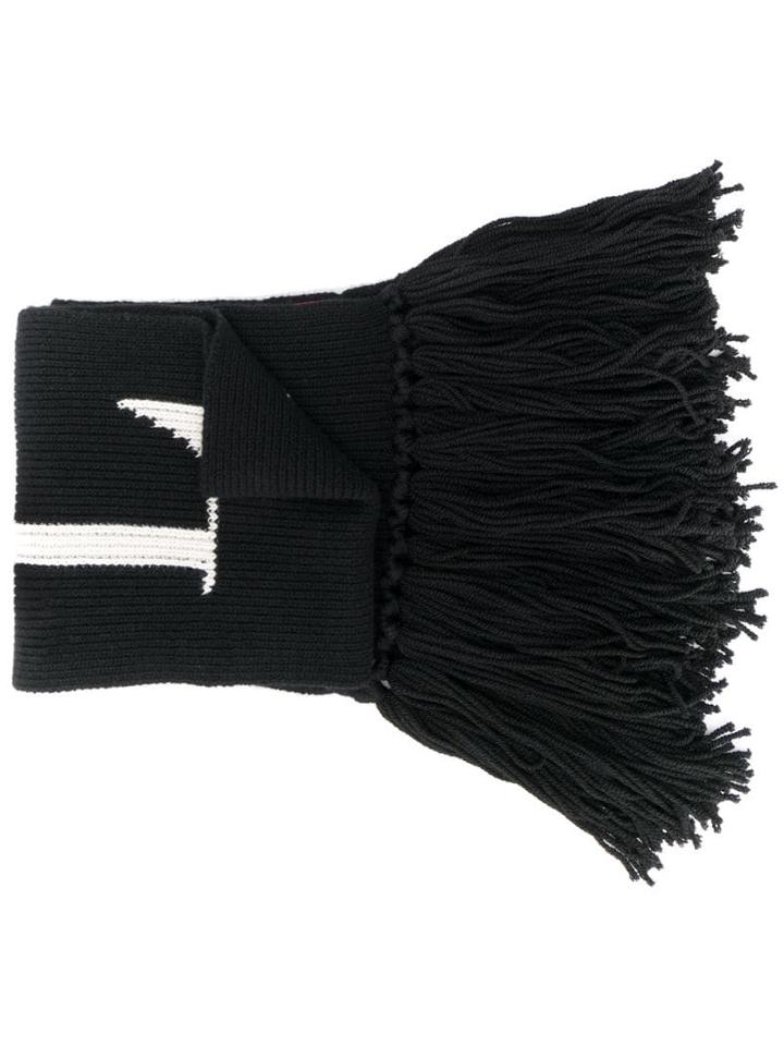 Valentino Vltn Fringed Scarf - Black