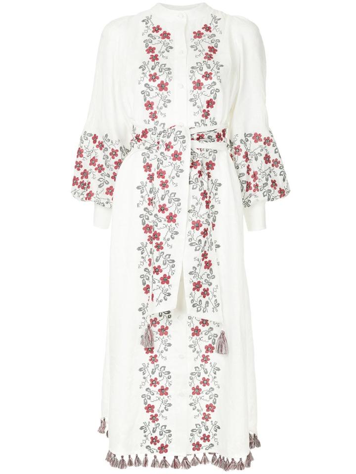Zimmermann Floral Embroidery Shirt Dress - White