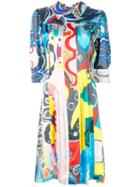 Charles Jeffrey Loverboy Printed Silk Shirt Dress - Blue