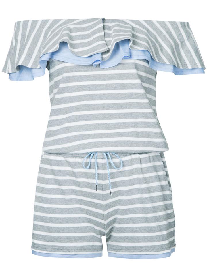 Guild Prime - Striped Off-shoulder Top - Women - Cotton - 34, Grey, Cotton