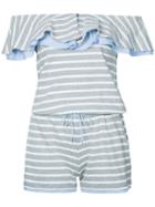 Guild Prime - Striped Off-shoulder Top - Women - Cotton - 34, Grey, Cotton