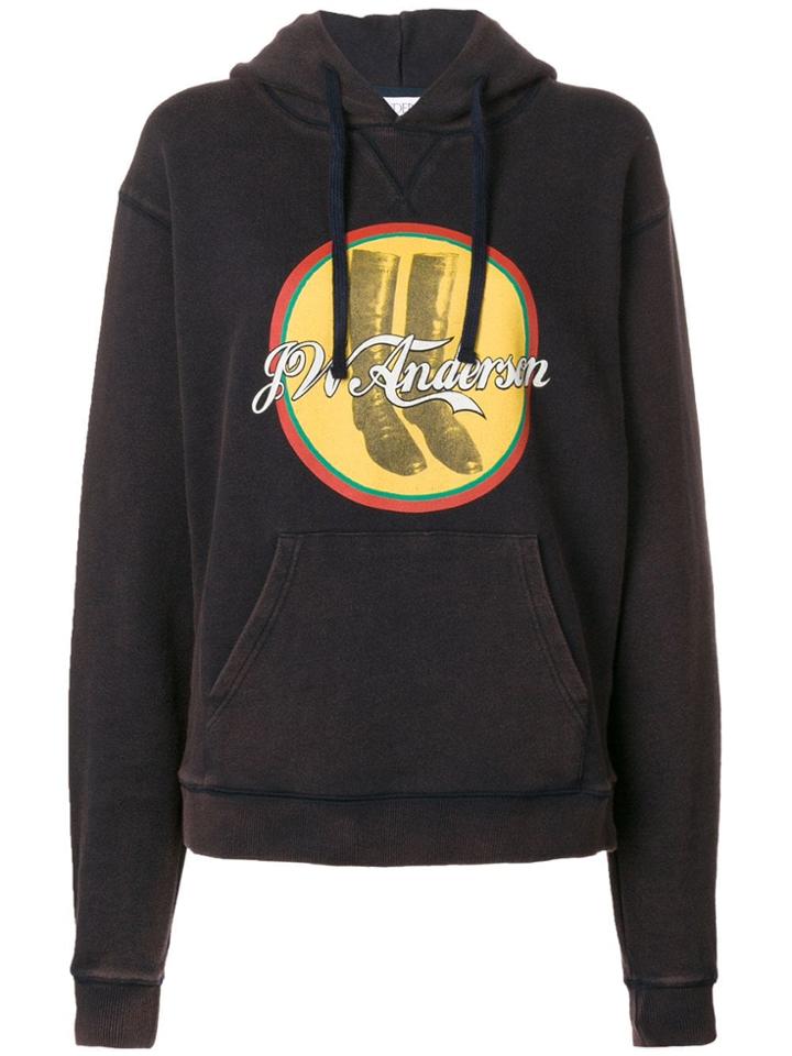 Jw Anderson Boots Print Hoodie - Brown