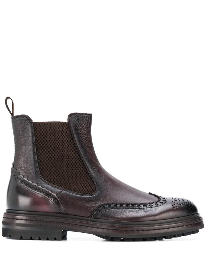 Santoni Embellished Chelsea Boots - Brown