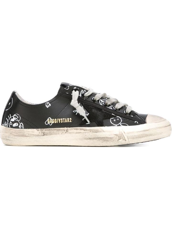 Golden Goose Deluxe Brand V-star 2 Sneakers, Women's, Size: 40, Black, Leather/cotton/rubber