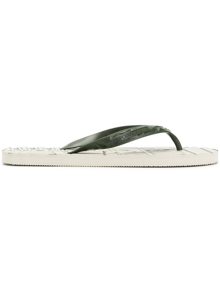 Emporio Armani Graphic Print Flip Flops - Green