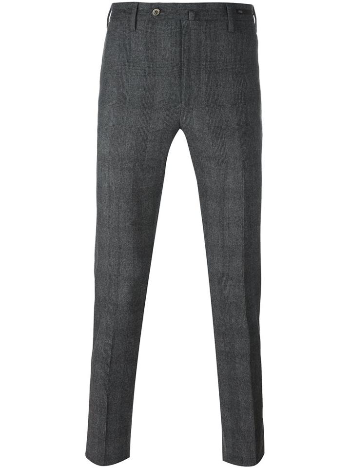 Pt01 'glen' Checked Trousers, Men's, Size: 48, Grey, Spandex/elastane/virgin Wool