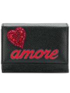 Dolce & Gabbana Small Folded Wallet With Amore Appliqué - Black
