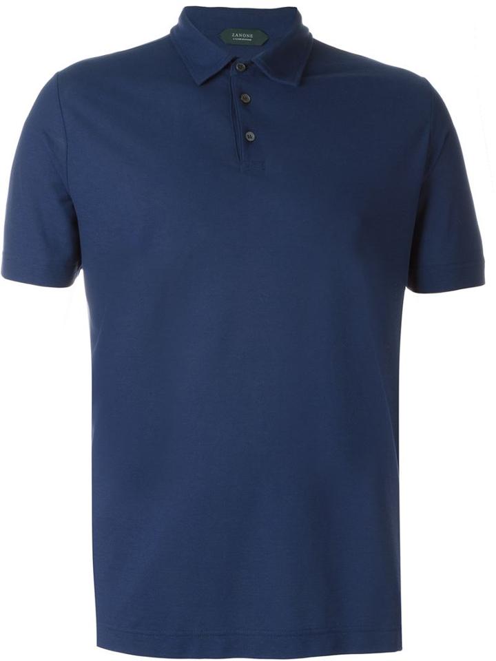 Zanone Classic Polo Shirt, Size: 56, Blue, Cotton