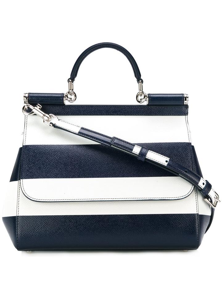 Dolce & Gabbana Medium Sicily Tote, Blue, Calf Leather