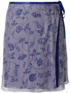 Giorgio Armani Vintage Floral Layered Wrap Skirt - Blue