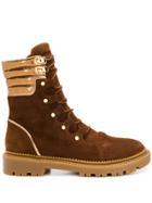 Casadei Metallic Detail Colour Block Boots - Brown