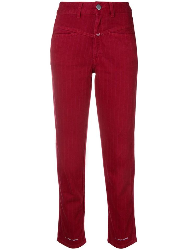 Closed Cropped Pinstripe Jeans - Red