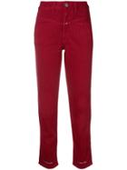 Closed Cropped Pinstripe Jeans - Red