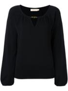 Tory Burch Cashmere Keyhole Detail Blouse - Black