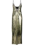 Dundas Lace Trim Sequined Gown - Gold