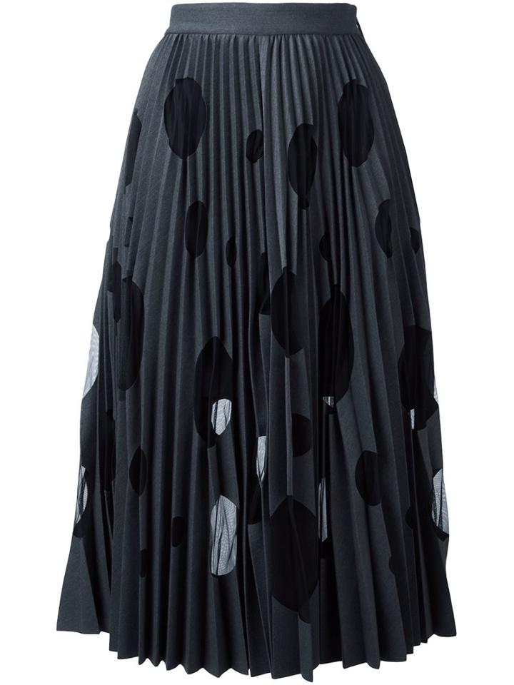 Msgm Dotted Pleated Skirt, Women's, Size: 42, Grey, Polyester/spandex/elastane/viscose