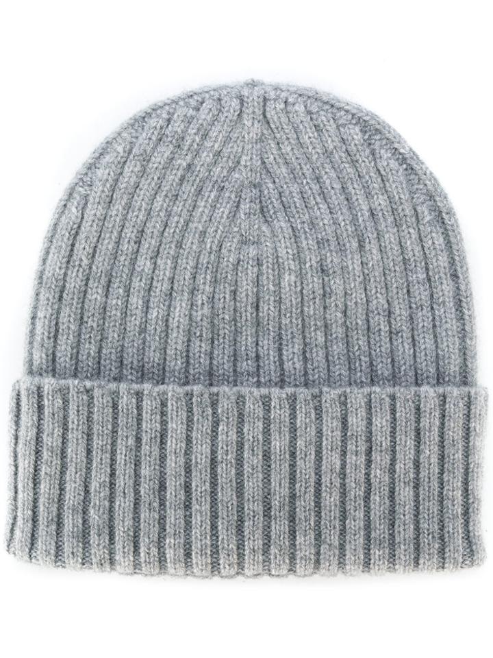 Dell'oglio Ribbed Knit Cashmere Hat - Grey