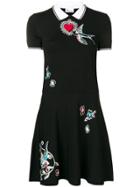 Red Valentino Swallow And Heart Jacquard Knit Dress - Black