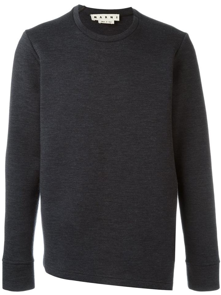 Marni Asymmetric Sweatshirt, Men's, Size: 52, Grey, Polyamide/virgin Wool