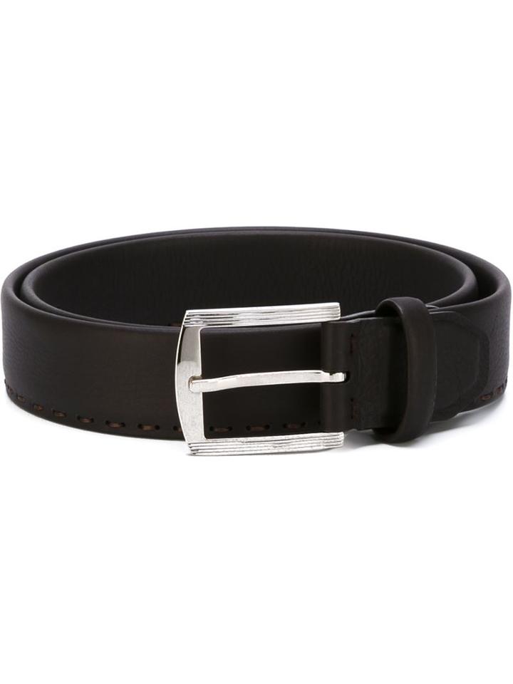 Kiton Classic Belt, Men's, Size: 85, Brown, Calf Leather