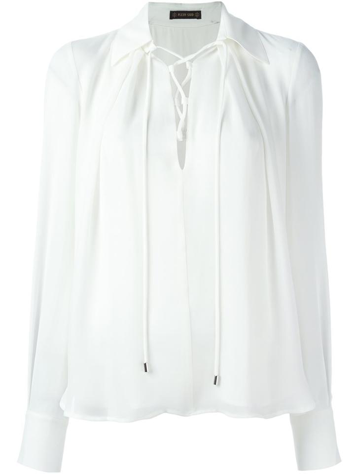 Plein Sud Lace-up Collar Blouse, Women's, Size: 36, White, Silk