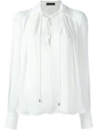 Plein Sud Lace-up Collar Blouse, Women's, Size: 36, White, Silk