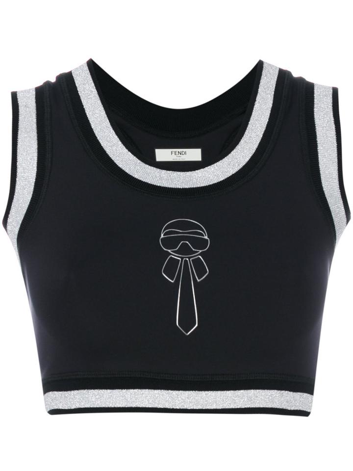 Fendi - Ribbed Karl Crop Top - Women - Polyamide/spandex/elastane - 42, Black