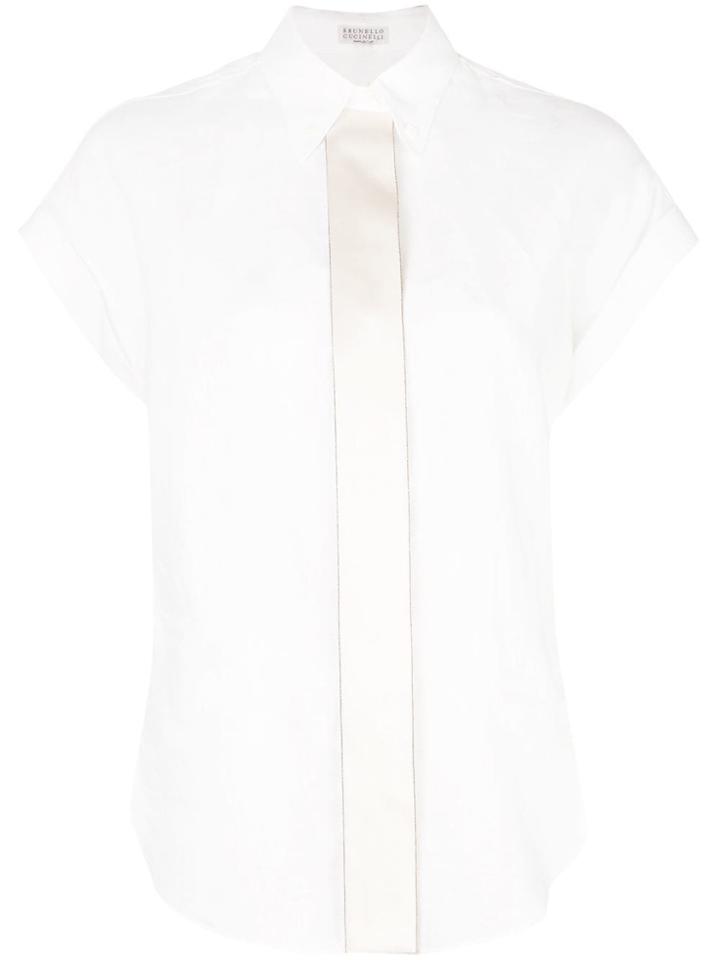 Brunello Cucinelli Satin Placket Button-down Shirt - White