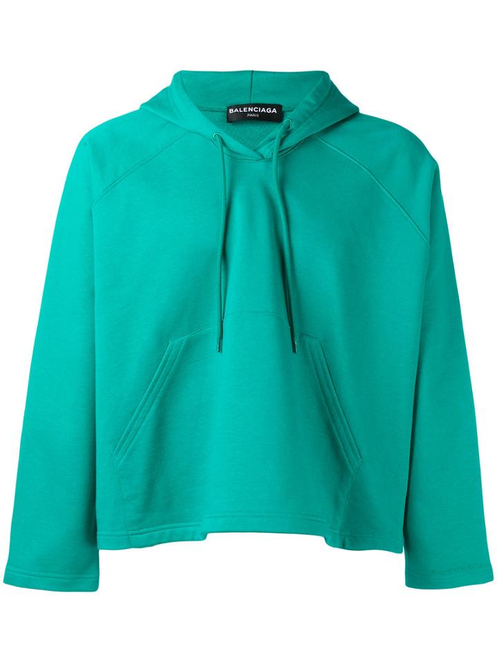 Balenciaga Plain Hoodie, Men's, Size: Medium, Green, Cotton