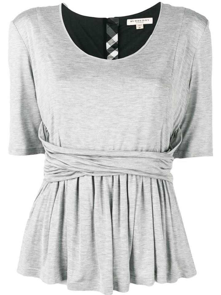 Burberry Vintage 2000's Short Sleeved Gathered Blouse - Grey
