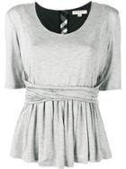 Burberry Vintage 2000's Short Sleeved Gathered Blouse - Grey
