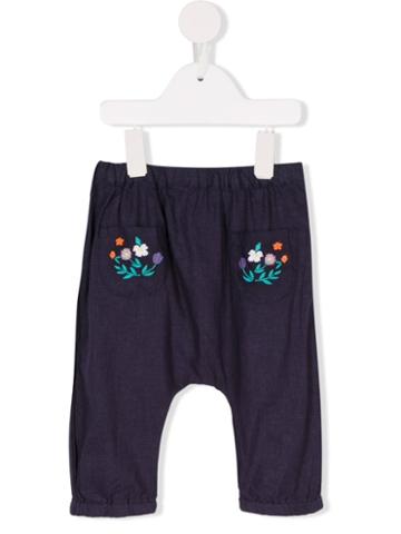 Margherita Kids Floral Embroidered Track Pants, Toddler Girl's, Size: 12 Mth, Blue