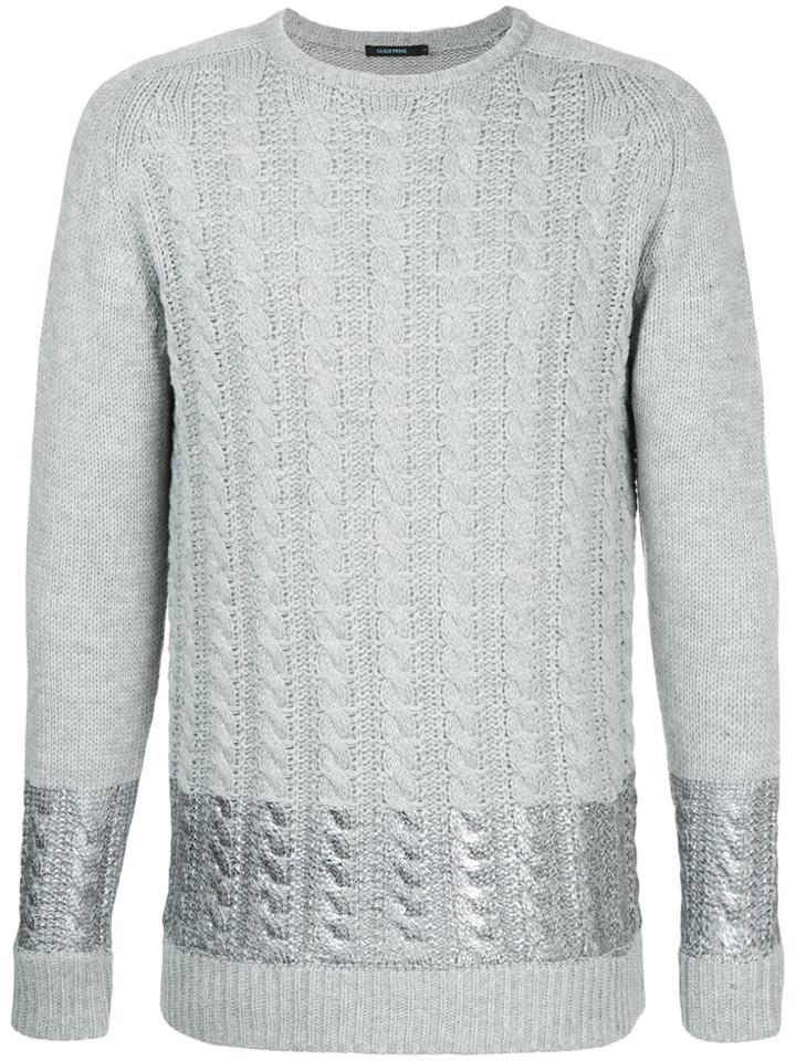 Guild Prime Metallic Stripe Cable Knit Jumper - Grey