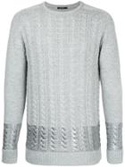 Guild Prime Metallic Stripe Cable Knit Jumper - Grey