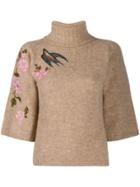 Red Valentino Floral-embroidered Knitted Top - Neutrals