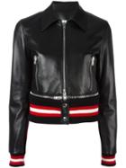Givenchy Cropped Leather Jacket, Women's, Size: 40, Black, Lamb Skin/acetate/viscose/spandex/elastane