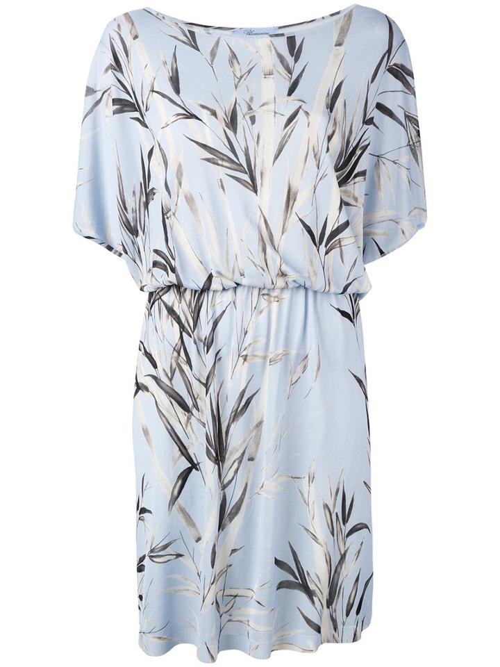 Blumarine - Three-quarter Sleeve Floral Dress - Women - Viscose - L, Women's, Blue, Viscose