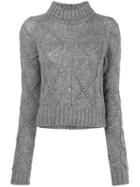 Jil Sander Cable Knit Fitted Sweater - Grey