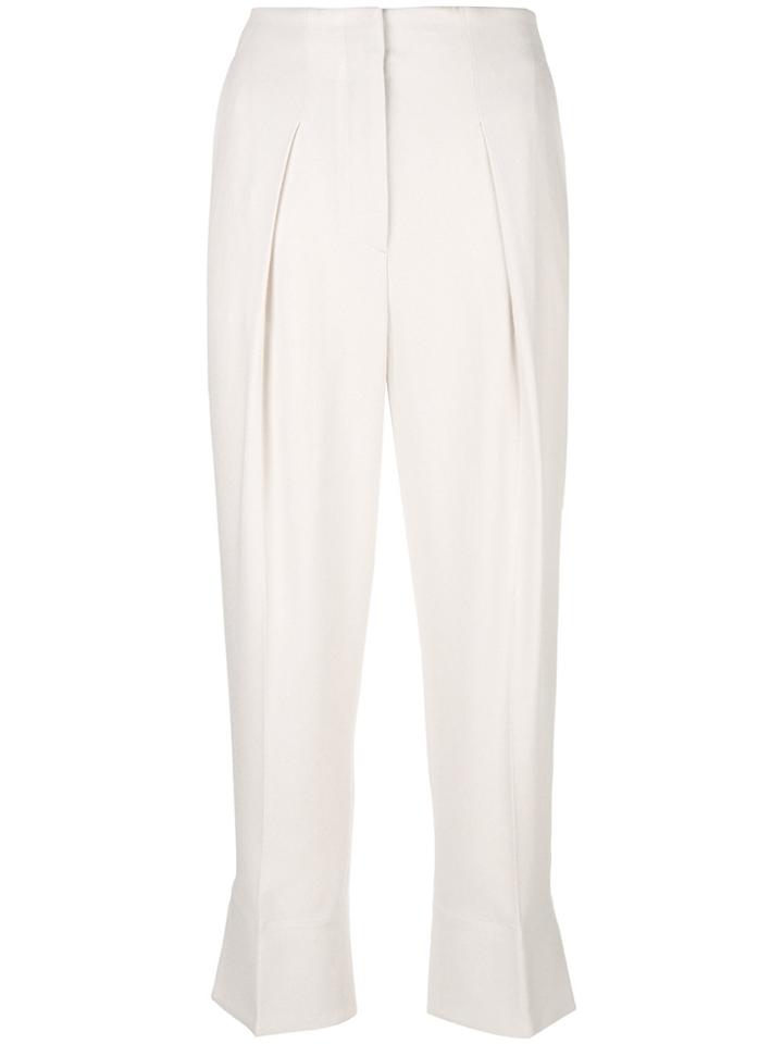 Theory Cropped Tailored Fitted Trousers - White