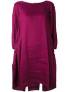 Aspesi - Flared Pleated Dress - Women - Silk/linen/flax - 38, Pink/purple, Silk/linen/flax