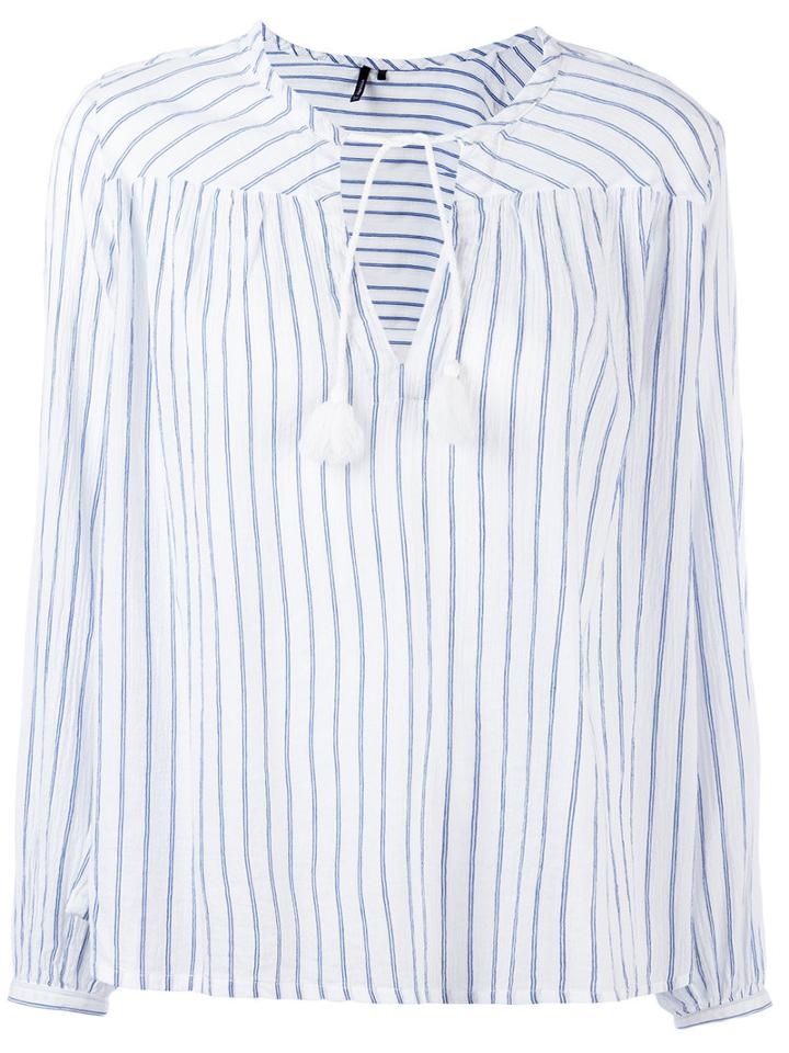 Woolrich Striped Tassel-tie Blouse, Women's, Size: Medium, White, Cotton