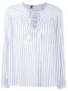 Woolrich Striped Tassel-tie Blouse, Women's, Size: Medium, White, Cotton