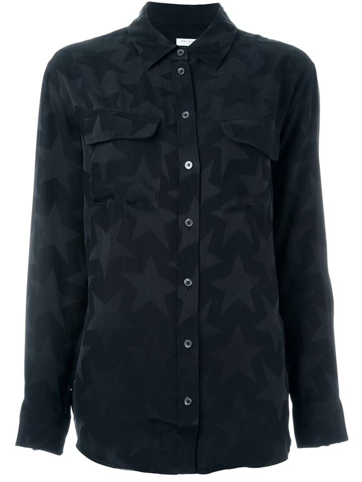 Equipment Star Print Shirt, Women's, Size: Large, Black, Silk