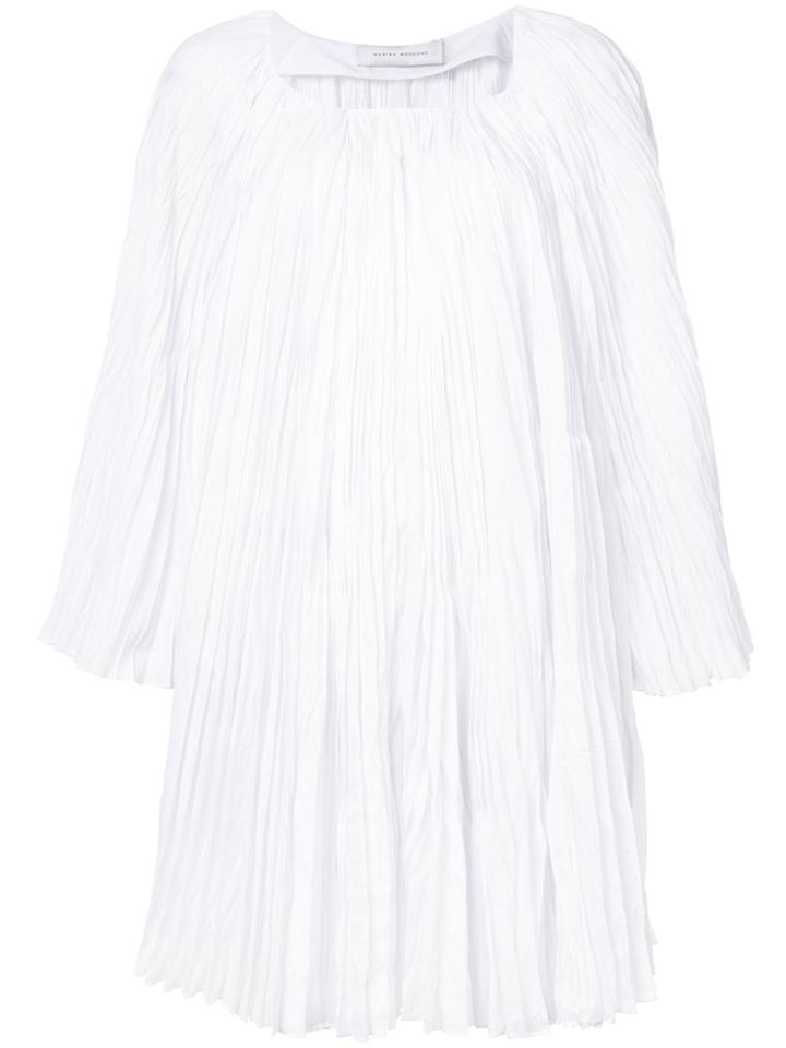 Marina Moscone Pleated Oversized Dress - White