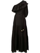 Lisa Marie Fernandez One Shoulder Double Ruffle Dress - Black
