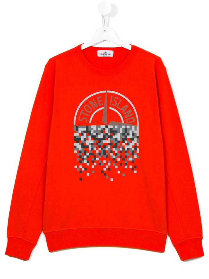 Stone Island Kids Logo Print Sweatshirt, Boy's, Size: 14 Yrs, Yellow/orange